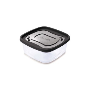 Clic Pote Quadrado 580 ml em Plástico Tampa Preta Plasútil