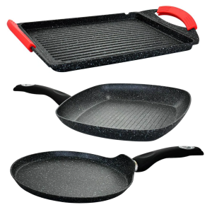 Kit Frigideira Bistequeira Chapa Grill Com Indução E Cerâmica