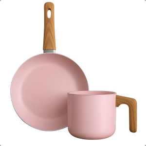 KIT LEITEIRA E FRIGIDEIRA 22CM SAHARA 2MM CHAMA ROSA